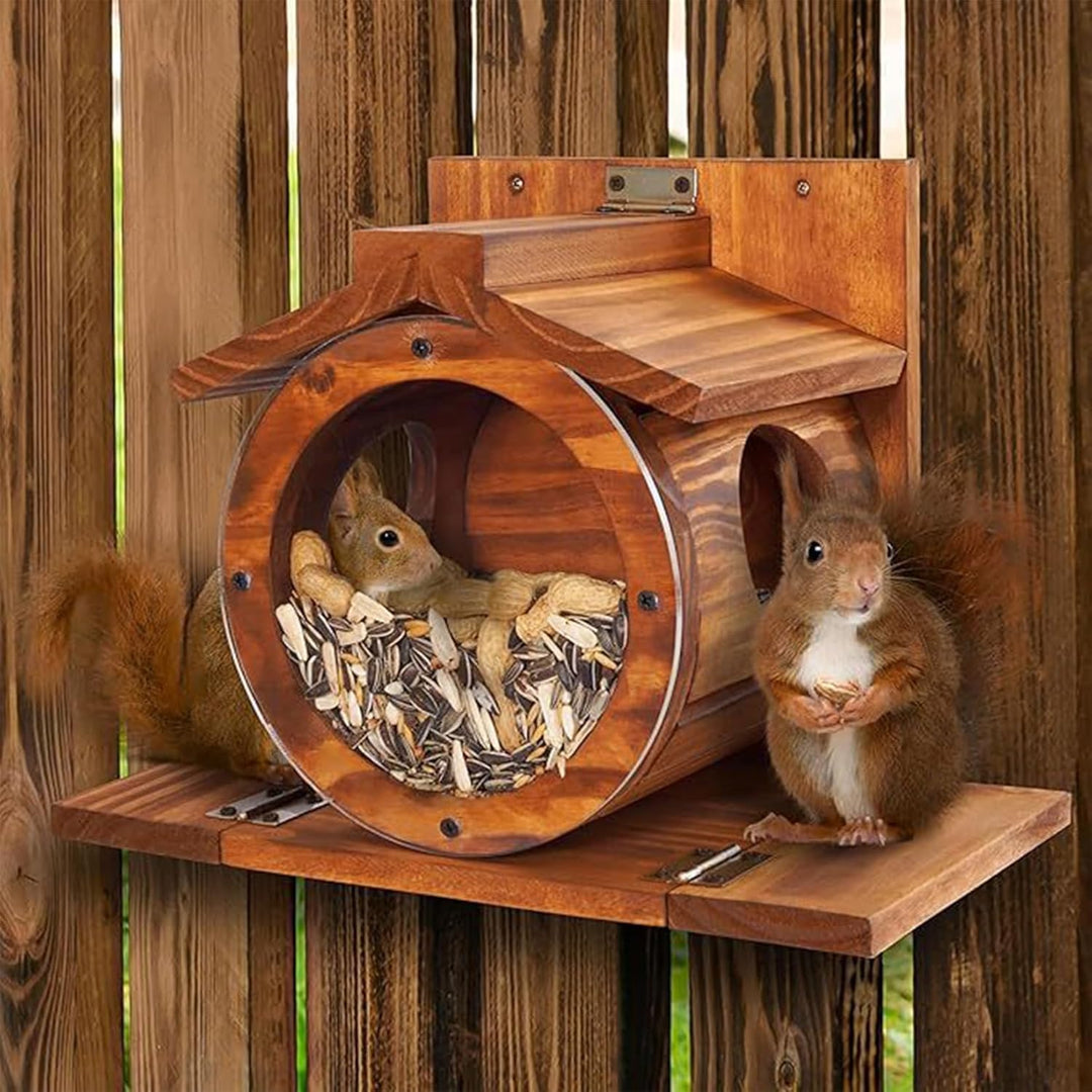 Robuster eichhörnchen futterhaus Wetterfestes Holzdach eichhörnchen kobel mit rundem transparentem F