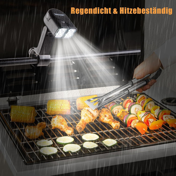 Grilllampe Grill Licht 10 LEDs verstellbare BBQ Grillbeleuchtung mit Touch Schalter und C-Klemme Bef