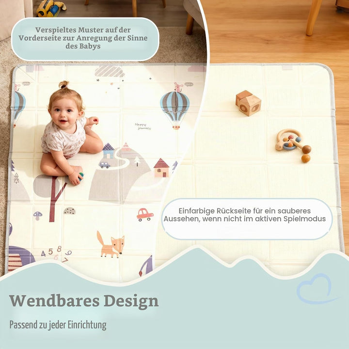 Faltbare Krabbelmatte Baby – Grosse Schaumstoff Spielmatte Baby Faltbar für Babys &amp; Kleinkinder – Wa