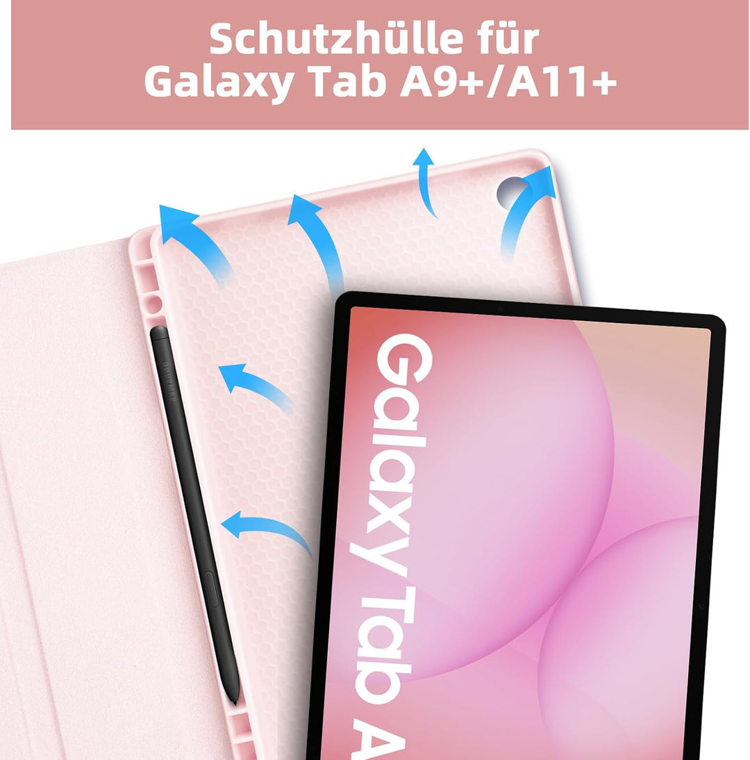 Bettdow für Samsung Galaxy Tab A11+/A9+ 11" Tastatur Hülle, Deutsch QWERTZ Layout Abnehmbarer Beleuc