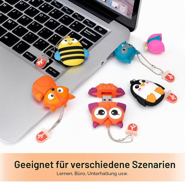 5 Stück 16GB USB-Stick, BorlterClamp Speicherstick mit Niedlichen Tiermustern, Geschenk für Studente