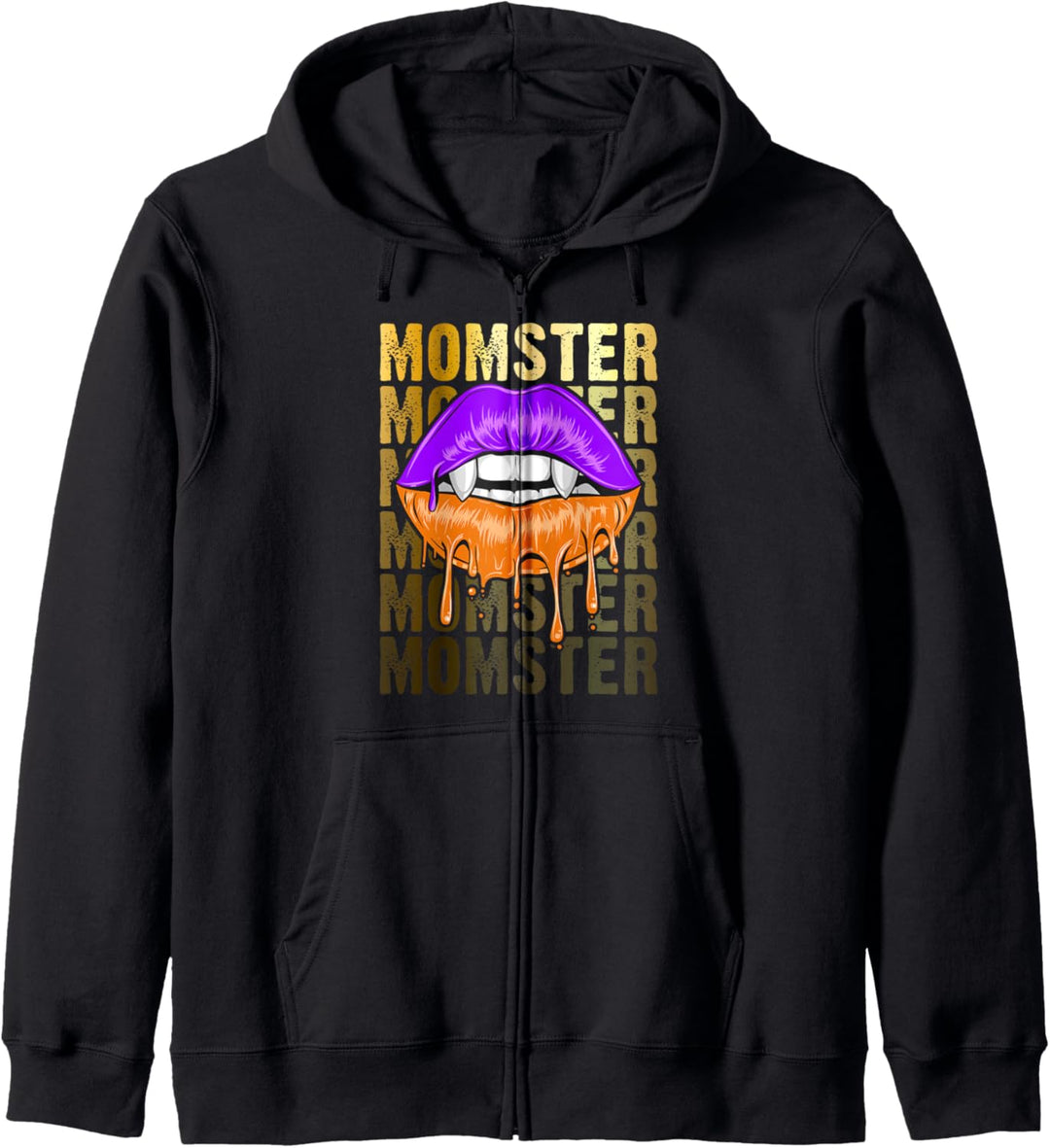 Halloween Mom, Momster, Vampir, orange lila Lippen Kapuzenjacke