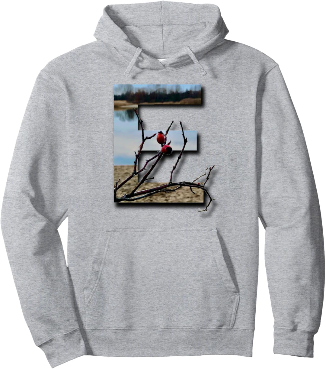 Buchstabe E mit Strand, Ästen, Zweigen und Beeren Pullover Hoodie