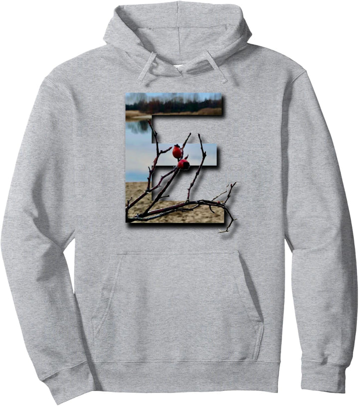 Buchstabe E mit Strand, Ästen, Zweigen und Beeren Pullover Hoodie