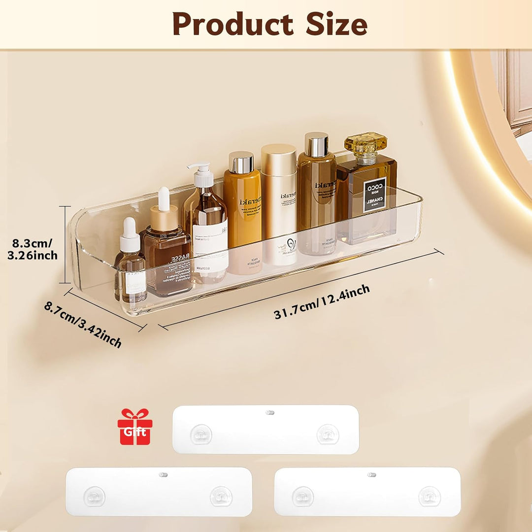 Lermende Badezimmer Organizer, 2 Stücks Transparenter Duschablage Ohne Bohren zur Wandmontage mit Se