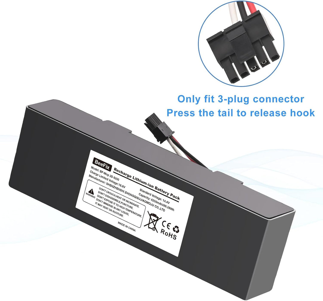 6200mAh Ersatzakku für Xiaomi Mop 2S / Mop Pro/Mop P, 14.4V Li-ion Akku STYTJ02YM Batterie Staubsaug
