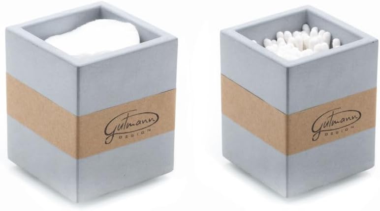 GUTMANN - DESIGN Würfel aus Beton und Eichenholz Schminkpads Ohrstäbchen Schmuck handgemacht in Deut