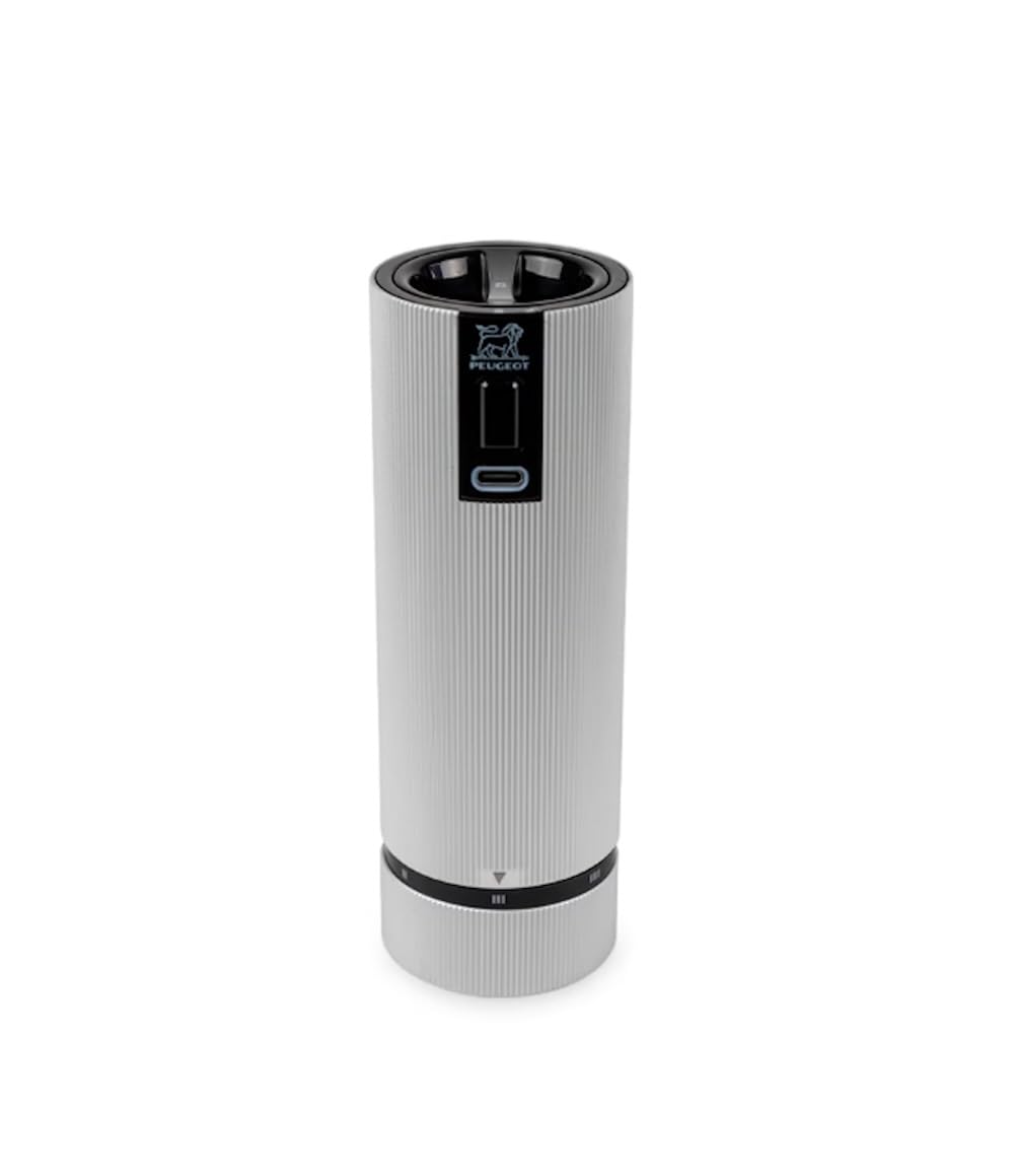 PEUGEOT - Elektrische Salzmühle Line u‘Select 15 cm - Wiederaufladbar - 6 Mahlgrade - Innovatives Zi