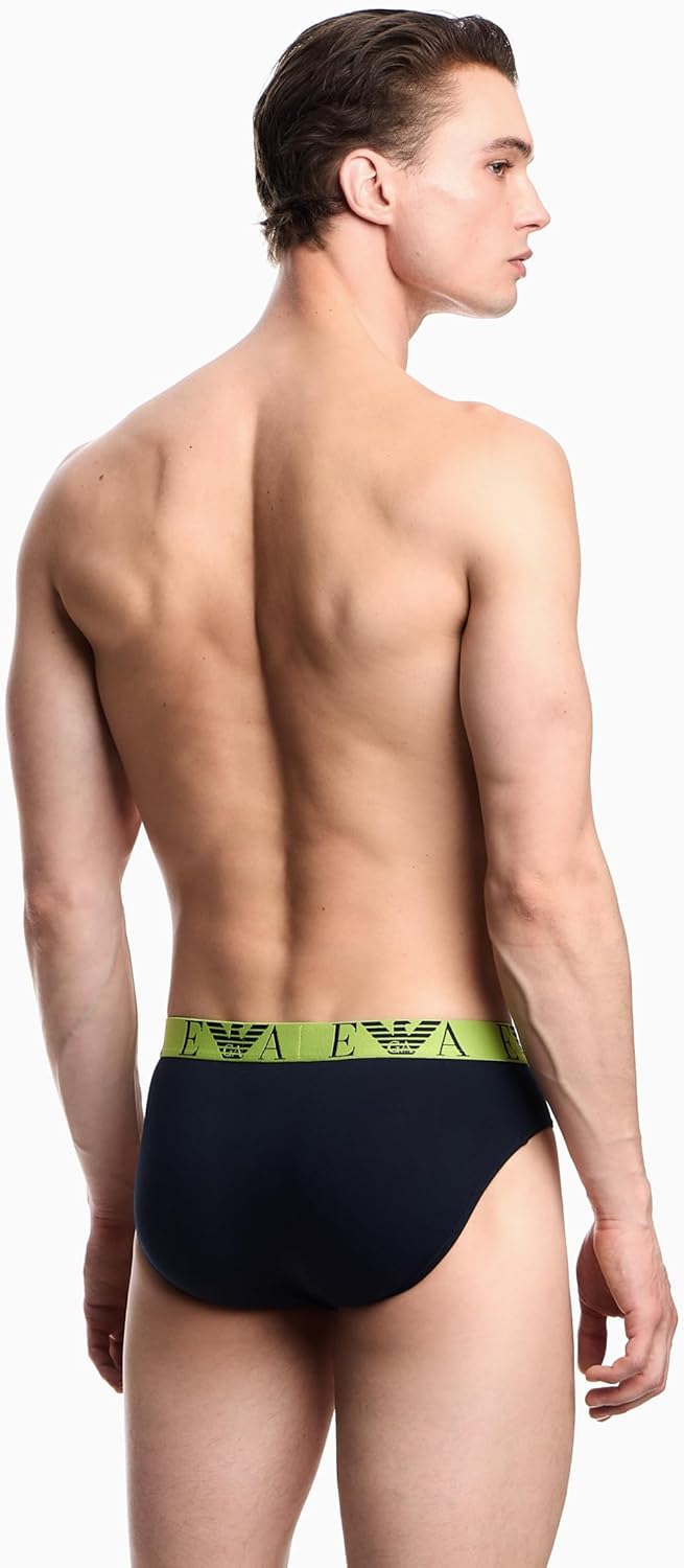Emporio Armani Herren Bold Monogram 3-pack Brief Slip S Blau, S Blau