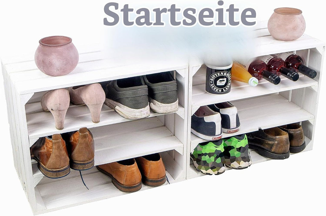 2er set Obstkiste "Johanna" weiss Aufbwahrungsbox Weinkisten Regalkisten Aufbewahrungskisten Standre