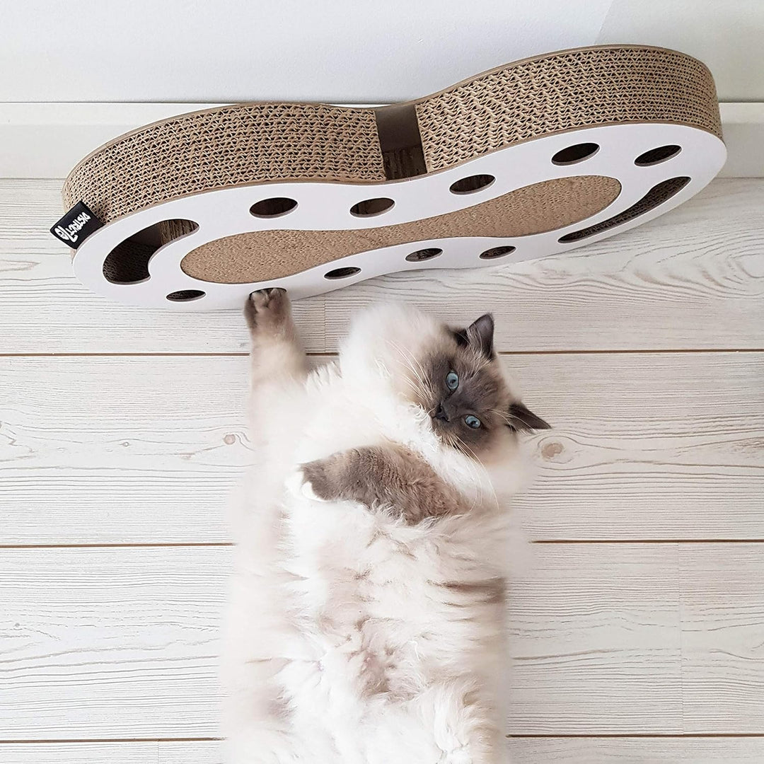District 70 Snake - Interaktives Katzenspielzeug für Katzen aus Wellpappe inkl. Kugelbahn - 54 x 28