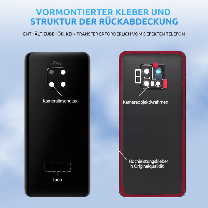 Eonpam Akkudeckel für Huawei Mate 20 Pro Rückseite Glas Original Backcover Back Glas Ersatz Reparatu