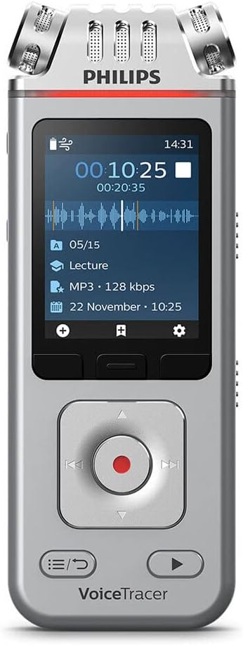 Philips VoiceTracer Audiorecorder DVT4110 digitales Diktiergerät Aufnahmegerät für Vorträge und Inte