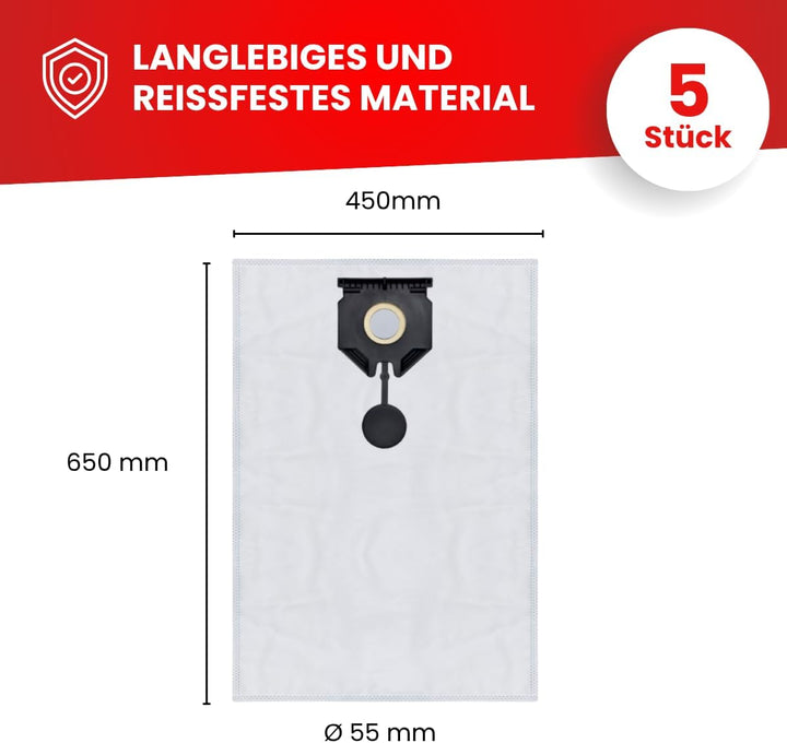 Invest - Staubsaugerbeutel, Beutel kompatibel mit Karcher: 2.889-154.0, NT 30/1 Tact Te L, NT 30/1 T