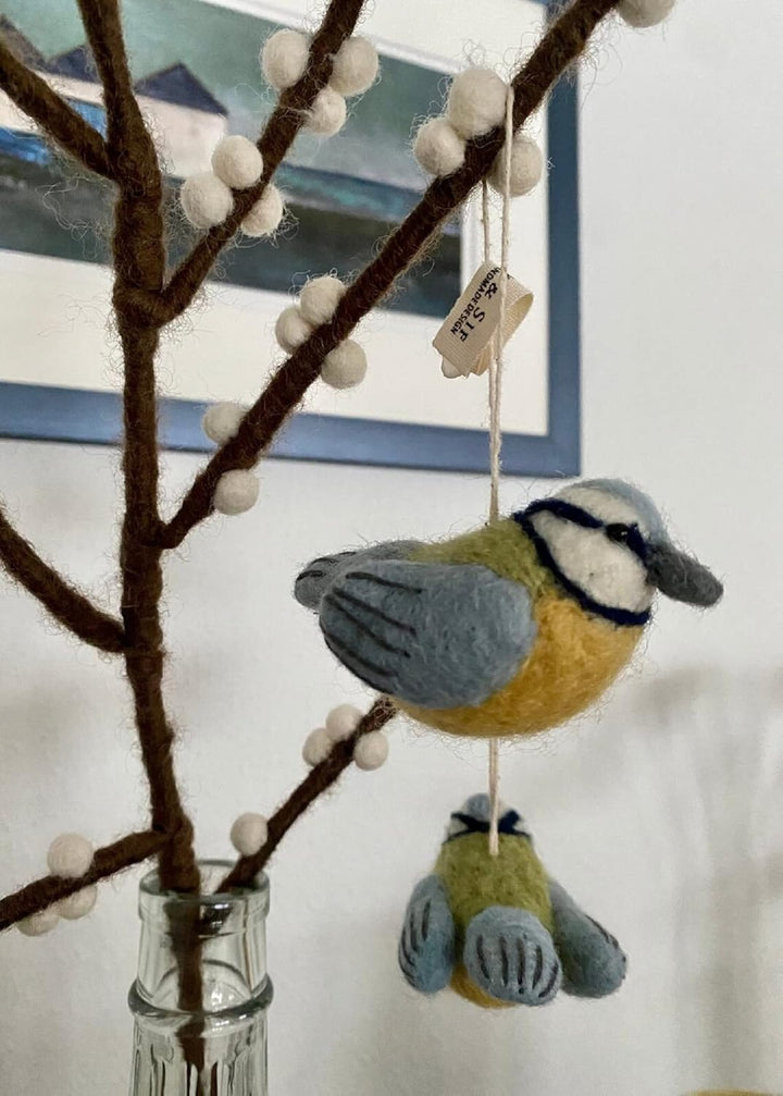 Én Gry &amp; Sif kleine Vögel - Anhänger aus Filz - Frühlings-Deko (3 Stück) (Blaumeisen), Blaumeisen