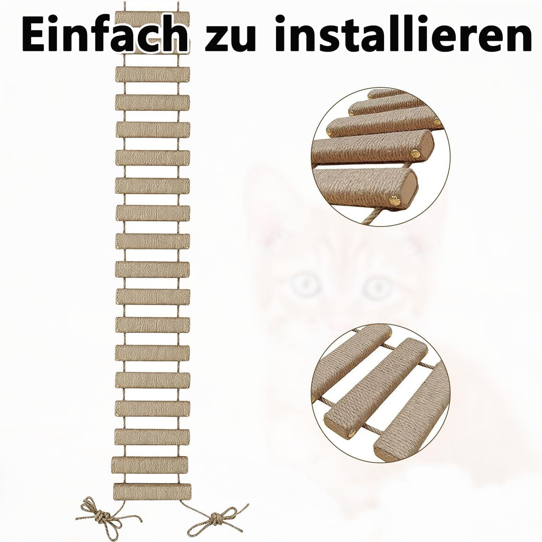 Sisalseil Katzenleiter 100 cm, Kletterleiter &amp; Katzentreppe für Wand, Balkon, Innen &amp; Aussen, Kratzb