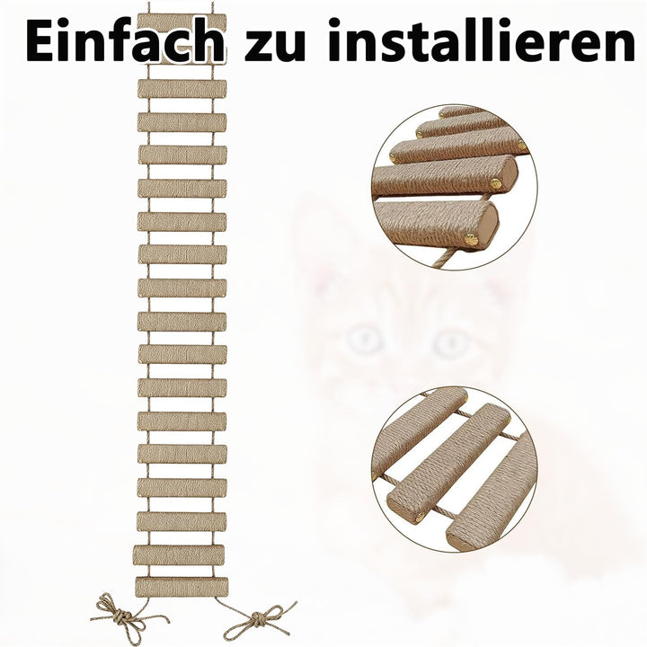 Sisalseil Katzenleiter 100 cm, Kletterleiter &amp; Katzentreppe für Wand, Balkon, Innen &amp; Aussen, Kratzb
