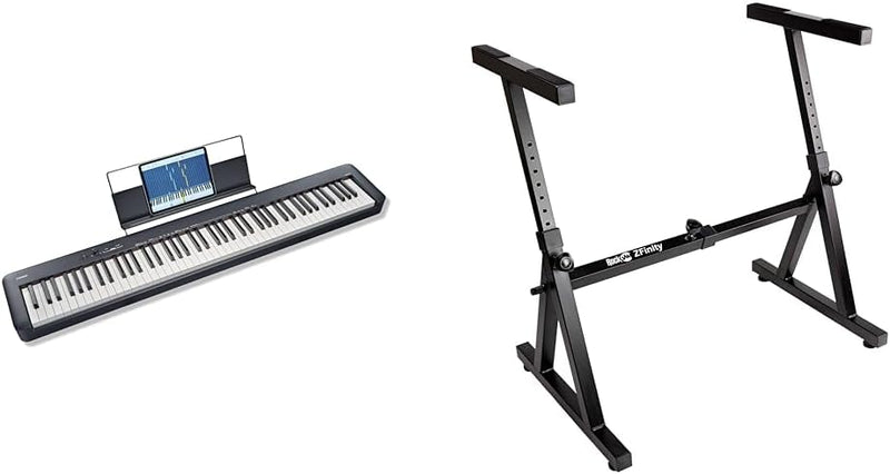 Casio CDP-S110BK Digitalpiano mit 88 gewichteten Tasten, schwarz & Rockjam Heavy Duty Z-Tastaturstän