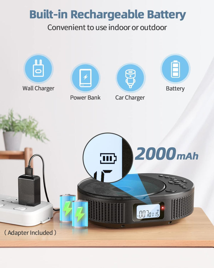 Desobry CD Player tragbar Kinder klein mit Bluetooth discman Kinder Lautsprecher Radio Boombox-CD-Pl