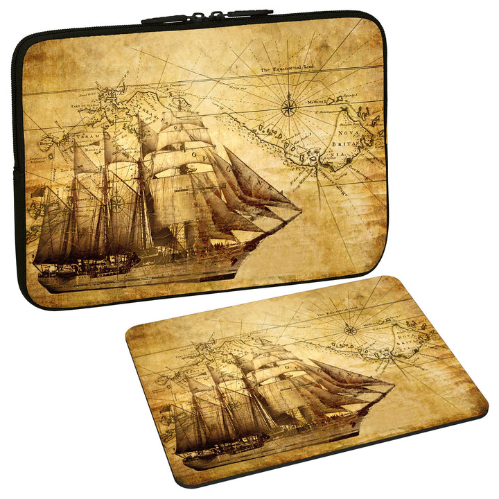 PEDEA Design Schutzhülle Notebook Tasche bis 13,3 Zoll (33,7cm) mit Design Mauspad, Sailing Ship