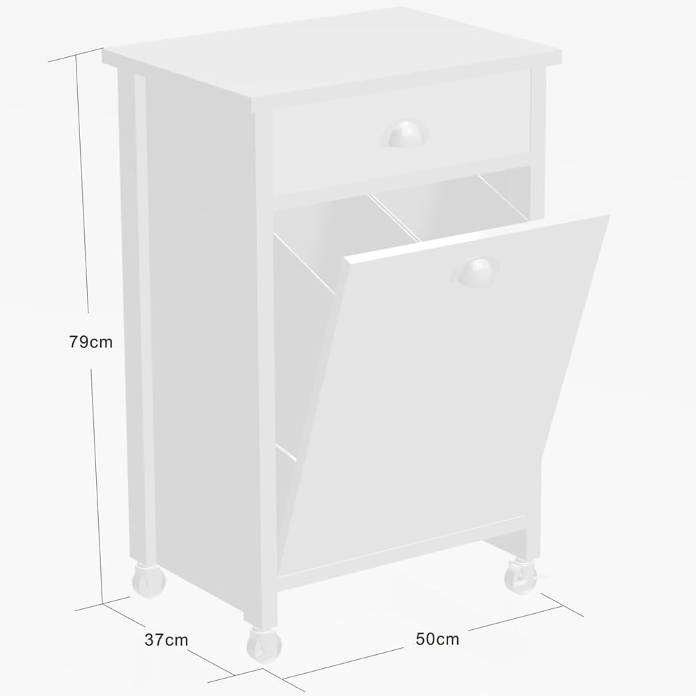 Kesper |Küchenwagen mit Mülltrennsystem, Material: Faserplatte, Masse: B 50 x H 78,5 x T 37 cm, Farb