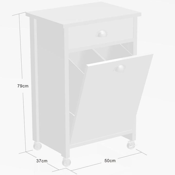Kesper |Küchenwagen mit Mülltrennsystem, Material: Faserplatte, Masse: B 50 x H 78,5 x T 37 cm, Farb