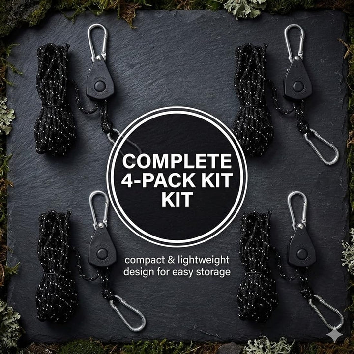 4er-Set verstellbare reflektierende Spannseile 4 m Seil 4 mm für Sonnensegel Befestigung Camping Zel