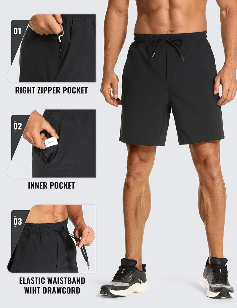 CRZ YOGA Herren Sports Shorts Schnelltrocknend Fitness Kurz Hose Laufshorts mit Taschen - 18/23cm 18