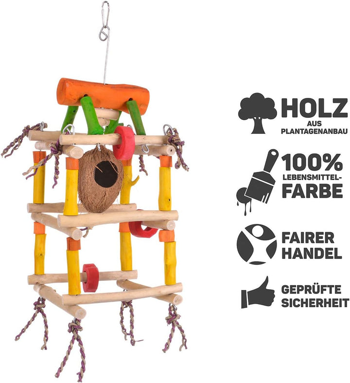 Java | Vogelspielzeug Tower - als Hängefreisitz für Nymphensittiche & Mohrenkopfpapageien