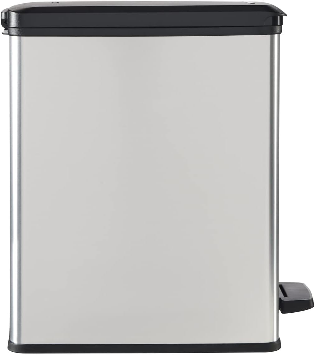 CURVER DECO Bin SLIM 25L Abfalleimer, Plastik, schwarz/silber metallic, 39 x 25 x 45 cm 39 x 25 x 45
