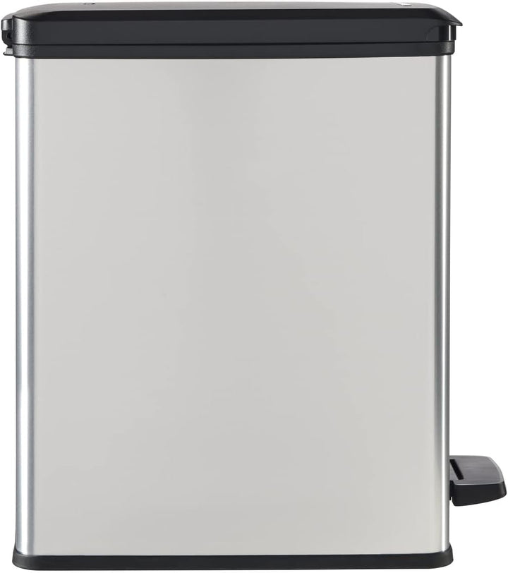 CURVER DECO Bin SLIM 25L Abfalleimer, Plastik, schwarz/silber metallic, 39 x 25 x 45 cm 39 x 25 x 45