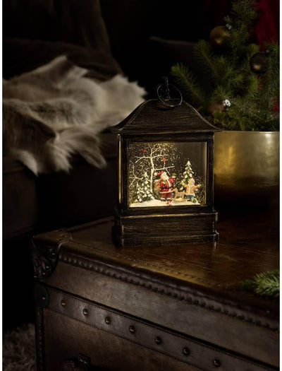Konstsmide 2886-000 LED-Laterne Weihnachtsmann mit Kind Warmweiss LED Messing waehlbare Energieverso