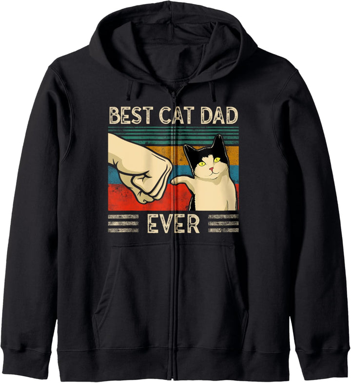 Mens Vintage Best Cat Dad Ever Bump Fit Kapuzenjacke