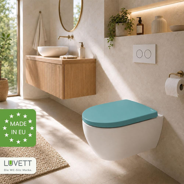 LUVETT® WC-Sitz mit Absenkautomatik C100 oval universell, Toilettendeckel mit 3 Edelstahl Montagelös