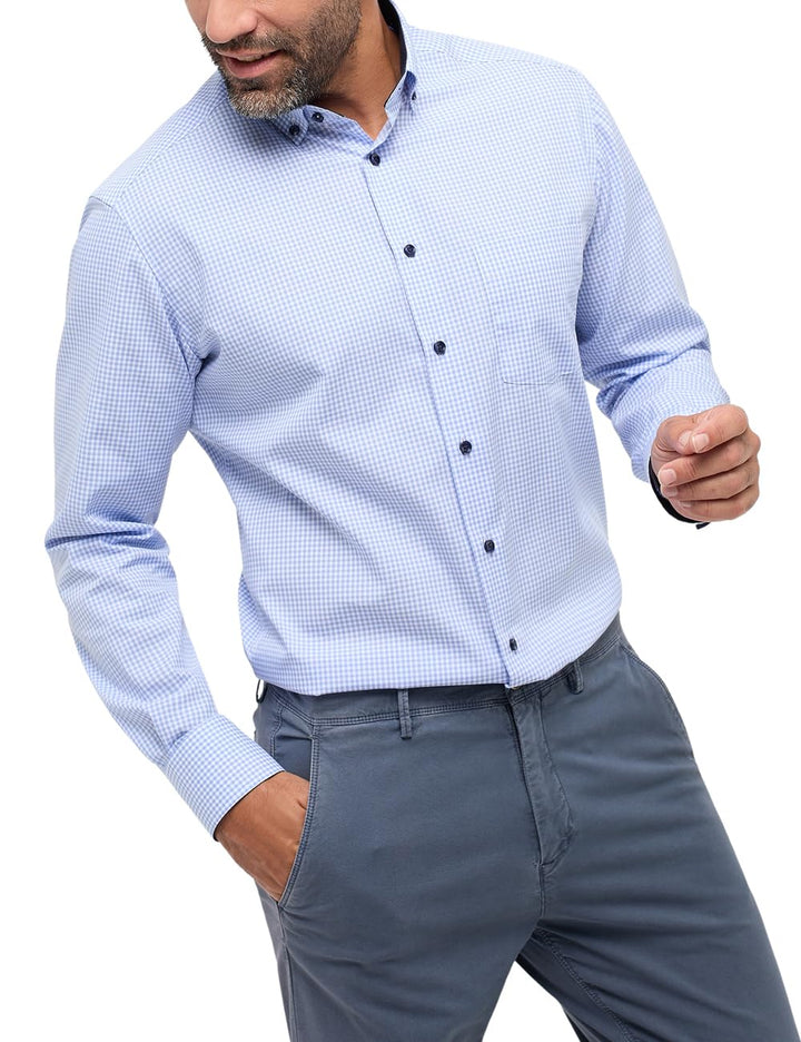 ETERNA Male Shirt unifarben 38 Hellblau, 38 Hellblau