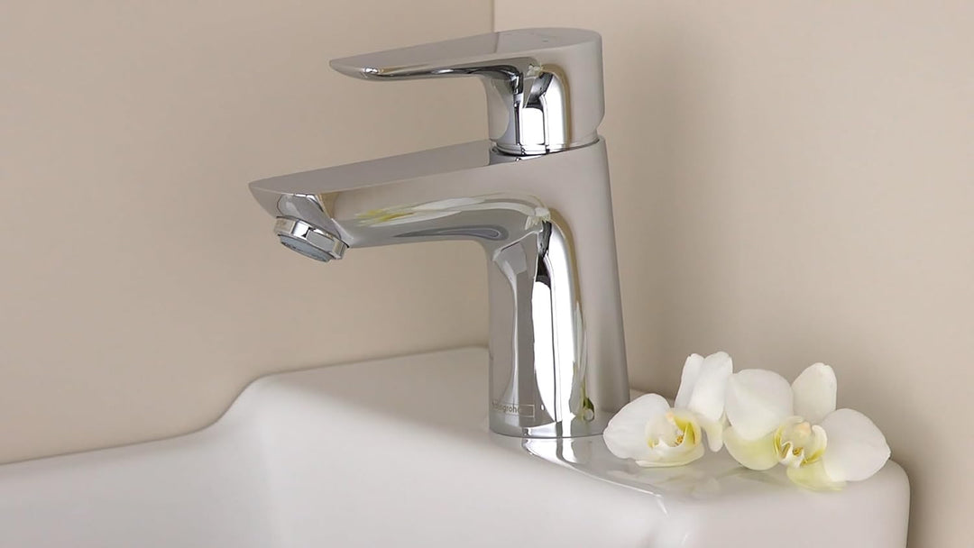 hansgrohe Wasserhahn Talis E (Armatur mit Auslauf Höhe 80mm und Zugstangen-Ablaufgarnitur) Chrom Chr