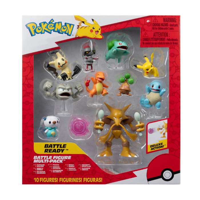 Pokémon PKW Kampffigur MP 10 Stück 5,1 cm: Pikachu #4, Squirtle #5, Bulbasaur #5, Charmander #5, Geo