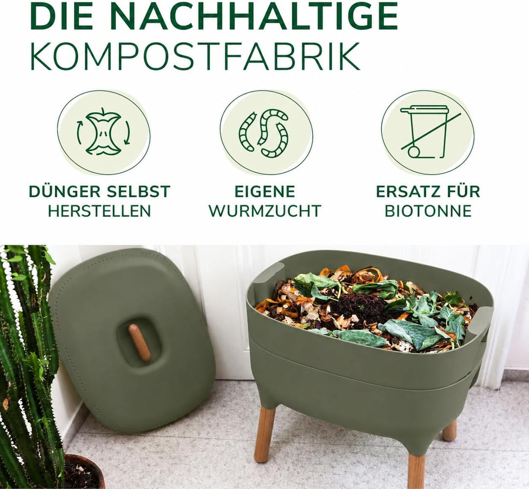 Natursache Ersatzetage für Design-Komposter/Wurmkomposter – grün I Ideal als Wurmfach für Küche, Bal