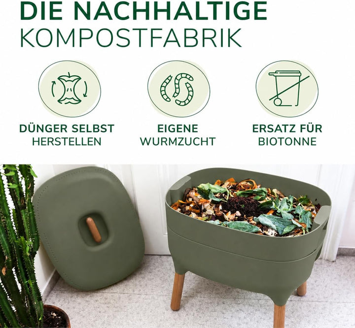 Natursache Ersatzetage für Design-Komposter/Wurmkomposter – grün I Ideal als Wurmfach für Küche, Bal