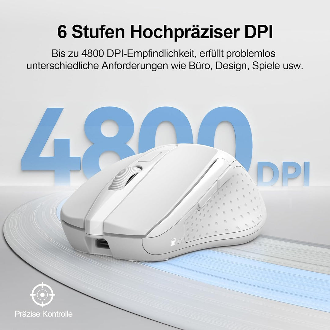 TECKNET Silent Kabellose Maus, Wiederaufladbar Funkmaus 4800 DPI, 2,4 GHz Optische Computer Maus für