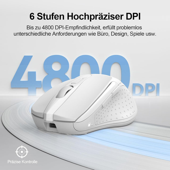 TECKNET Silent Kabellose Maus, Wiederaufladbar Funkmaus 4800 DPI, 2,4 GHz Optische Computer Maus für