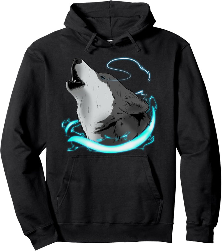 Wolf Energie elektrischer Strom Futuristisch heulende Wölfe Pullover Hoodie