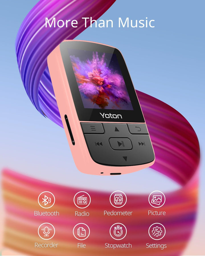 Yoton Bluetooth 5.2 MP3-Player, 64 GB Speicherplatz, Sportclip, HiFi-Klangqualität, Equalizer, Varia