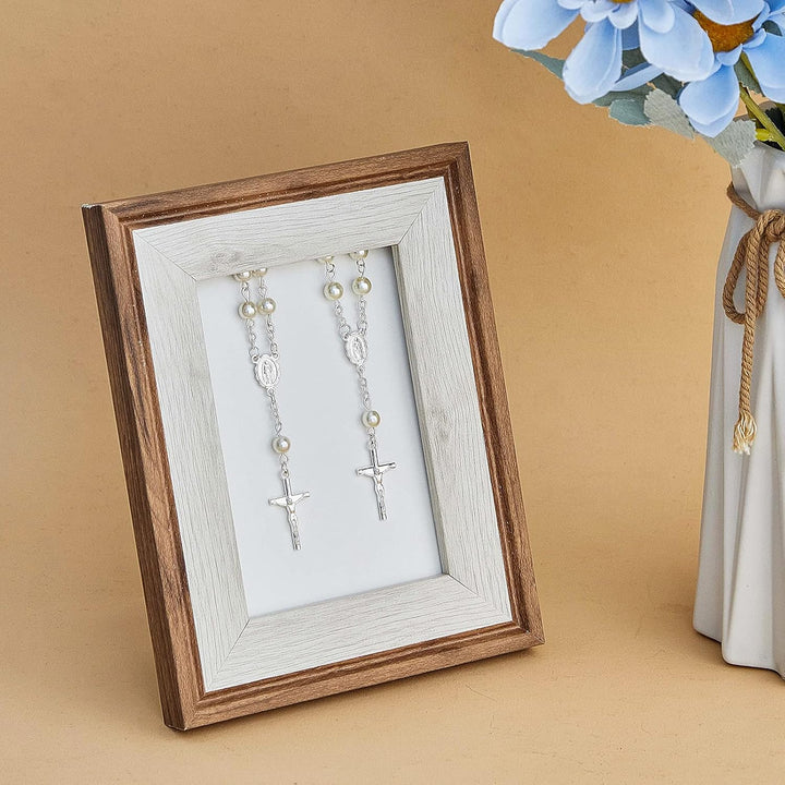Junkin 30 Stück Taufrosenkranz Rosenkranz aus Acryl Elfenbeinfarbene Mini Fingertauf Rosenkränze Kun
