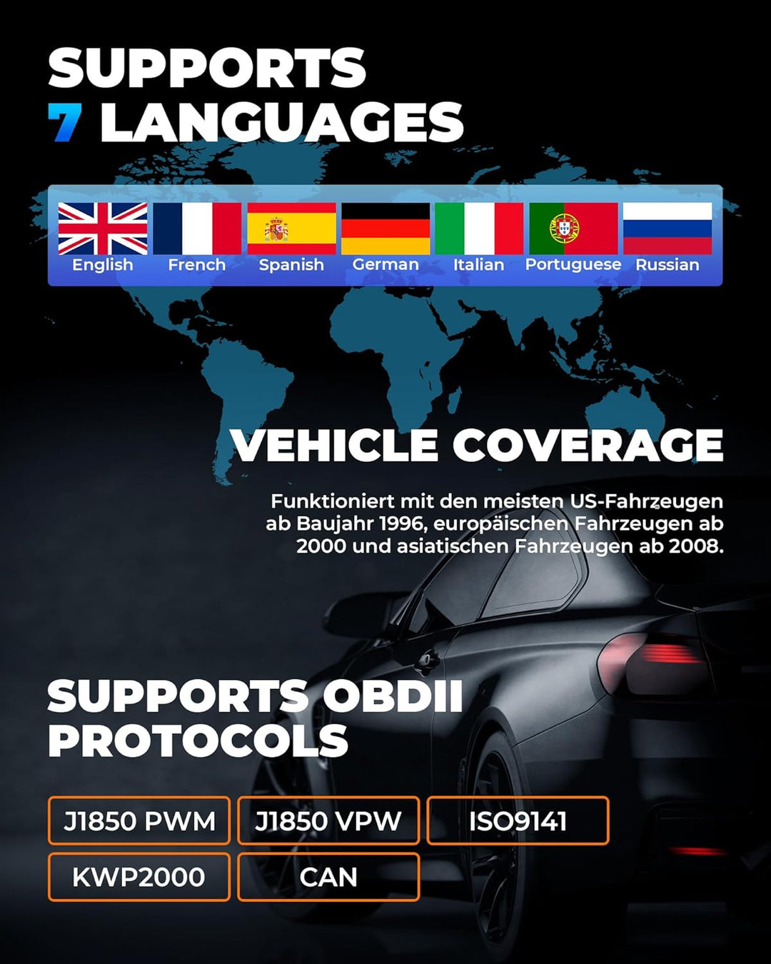 TOPDON AL400 OBD2 Diagnosegerät, 10 OBD2 Modi, One Touch I/M Bereitschaftstaste, lebenslange Updates
