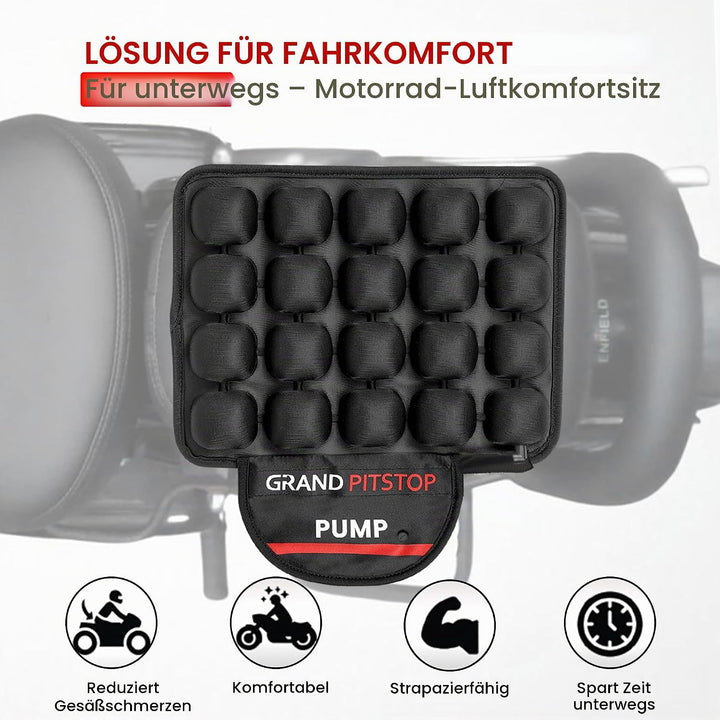 GRAND PITSTOP Motorcycle Air Seat Cushion with Air Filling Pump, Inflatable Bubble Air Pads with Bre