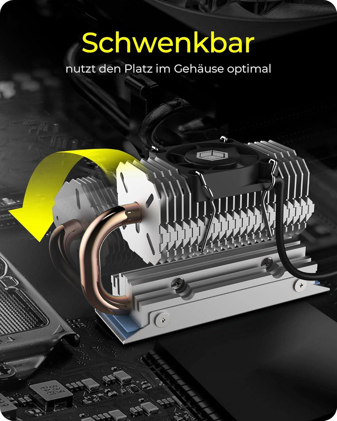 ICY BOX M.2 Heatpipe Kühler mit 30 mm Lüfter Bauhöhe für M.2 SSD (2280), Aluminium, Silber IB-M2HSF-