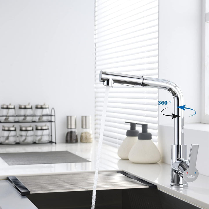 Auralum Wasserhahn Küche Ausziehbar, Hochdruck Küchenarmatur mit Brause Ausziehbar, Armatur Küche 36