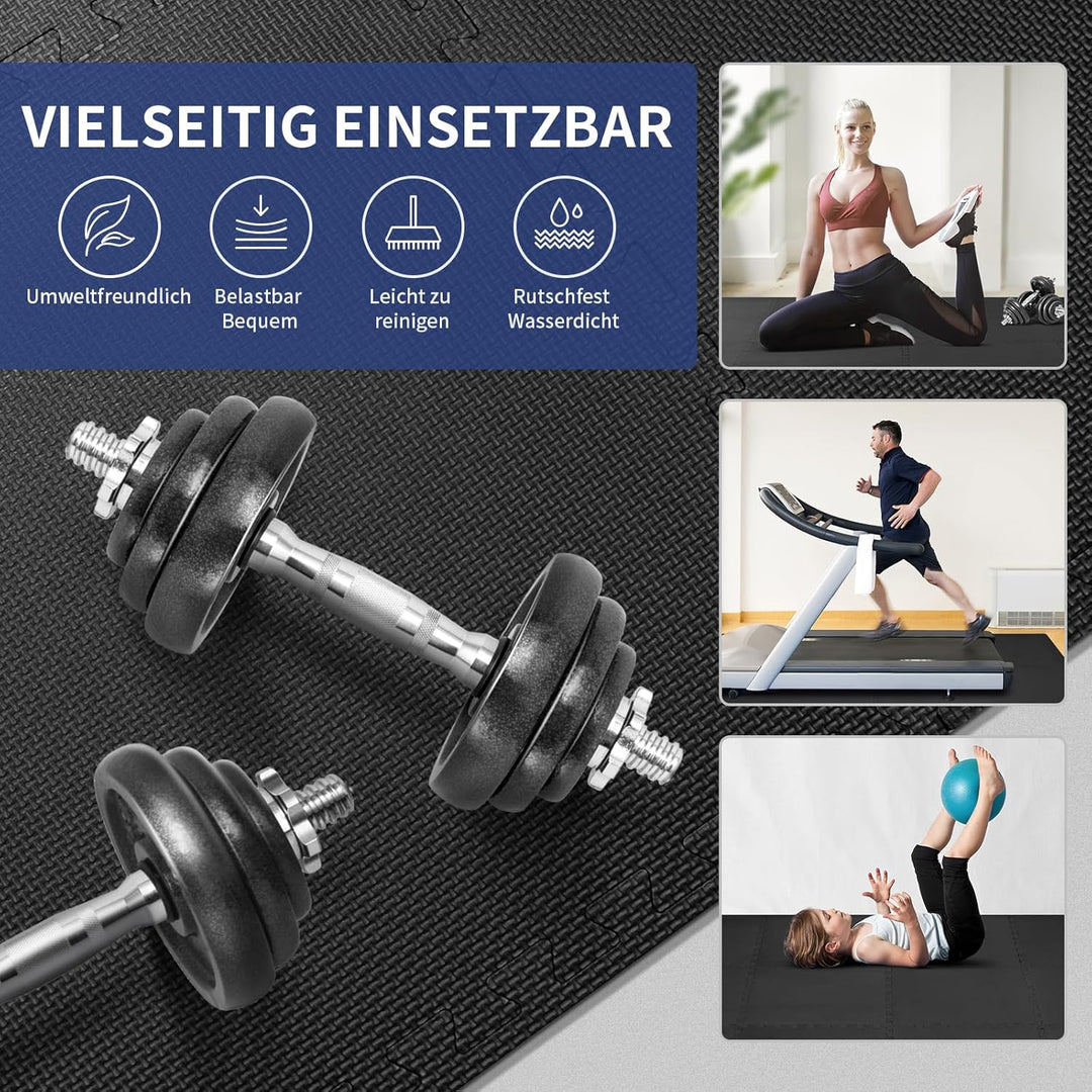 Schutzmatten Bodenschutzmatte, 50x50 cm, 12 Stück, 3m² Bodenschutzmatte Fitness Matte, Puzzle Sportg