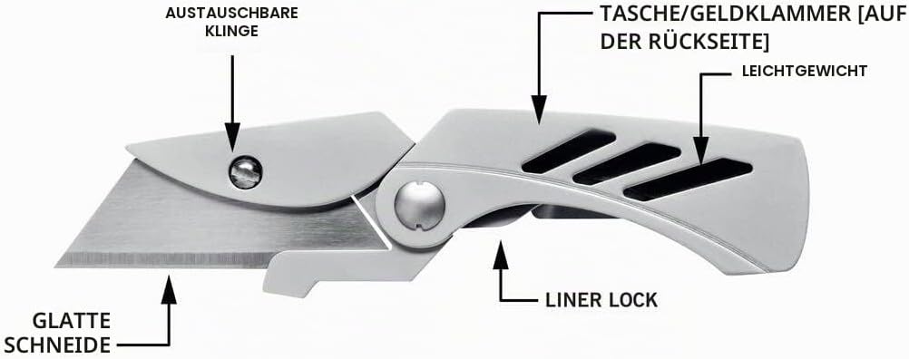 Gerber Cuttermesser, EAB Utility Lite, Klappbar, Klingenlänge: 3,8 cm, Edelstahl, Silber, 31-003036